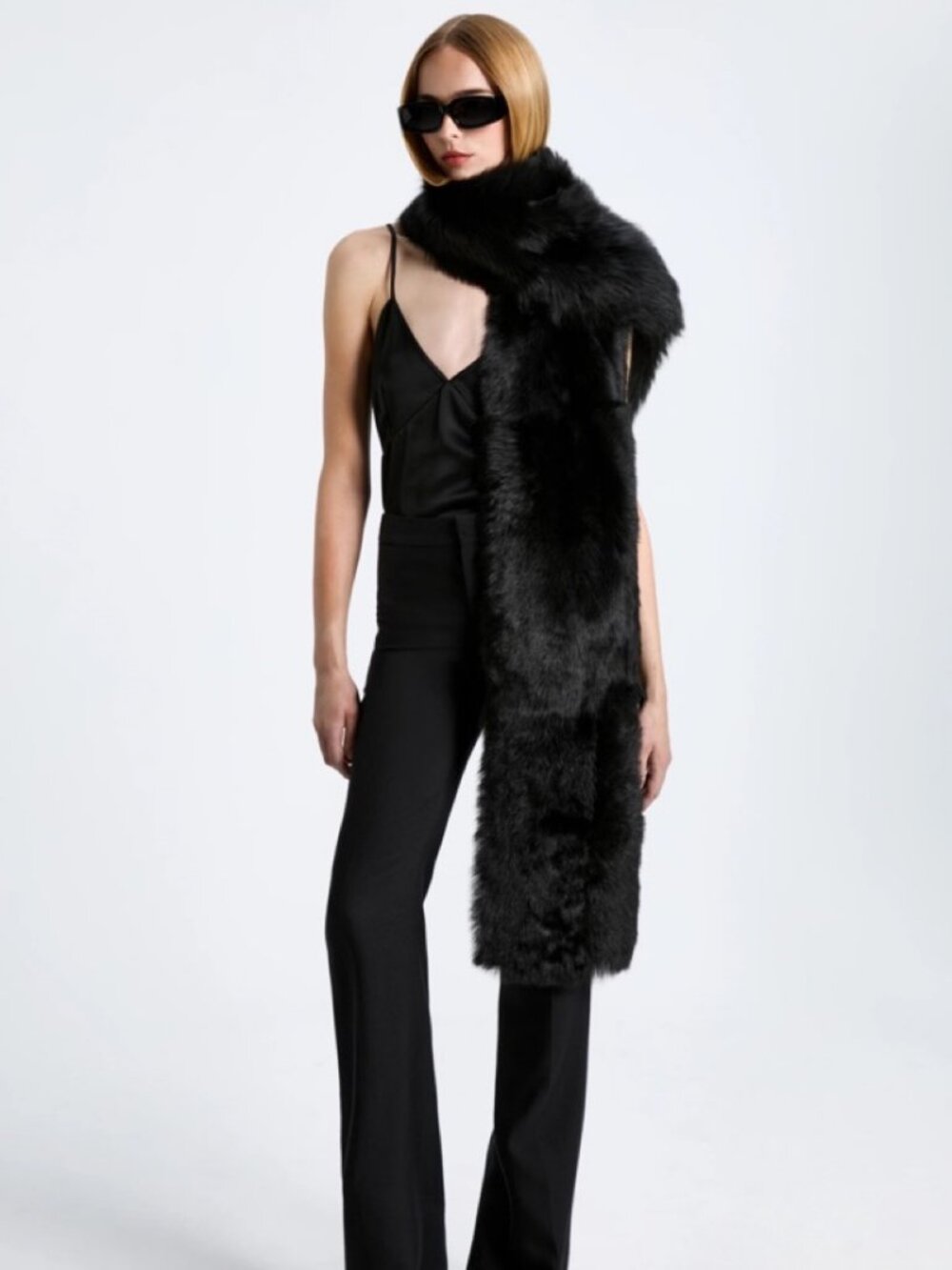 Nour Hammour Black Evita Shearling Scarf